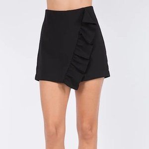 Black Ruffle High Waisted Skort